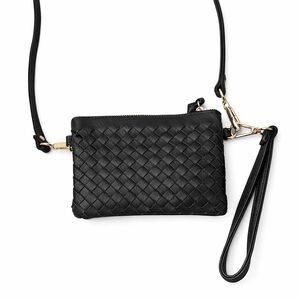 Charming Charlie's chic Black Woven Crossbody Bag/wristlet